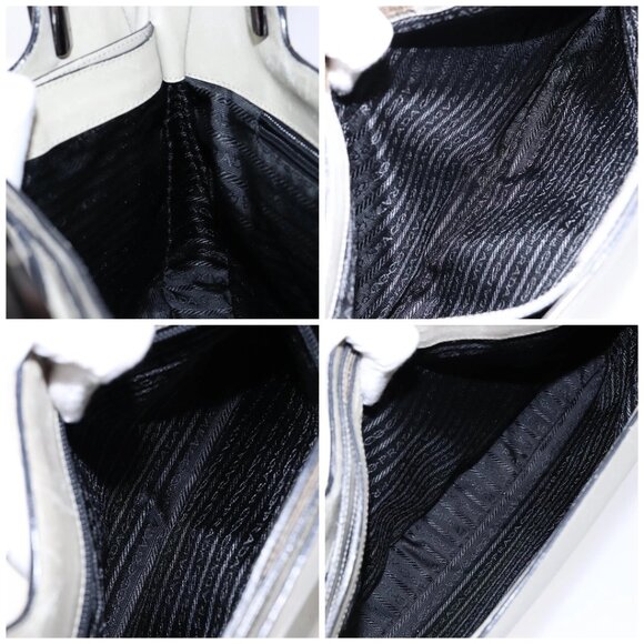 PRADA Tote Bag Leather Gray Auth - Picture 14 of 16